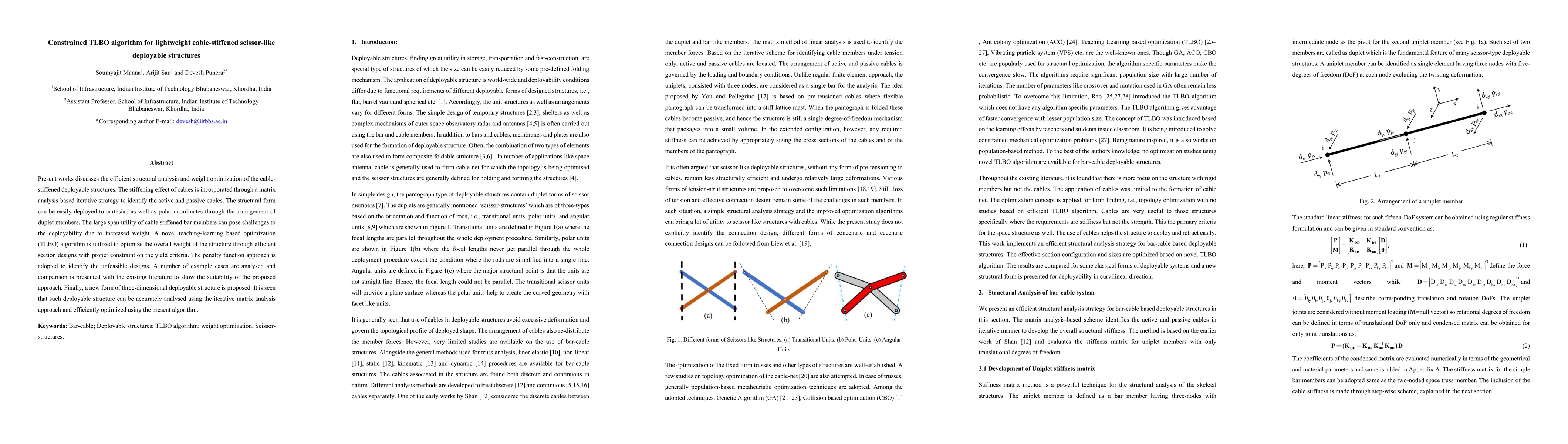 Thumbnail for Constrained TLBO algorithm for lightweight cable-stiffened scissor-like
  deployable structures