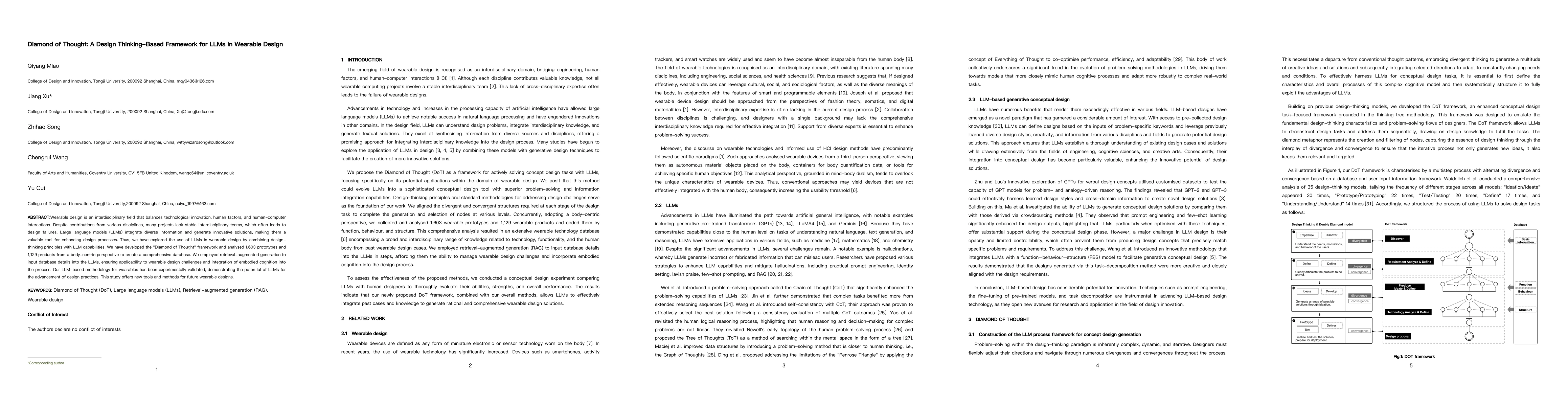 Thumbnail for Diamond of Thought: A Design Thinking-Based Framework for LLMs in
  Wearable Design