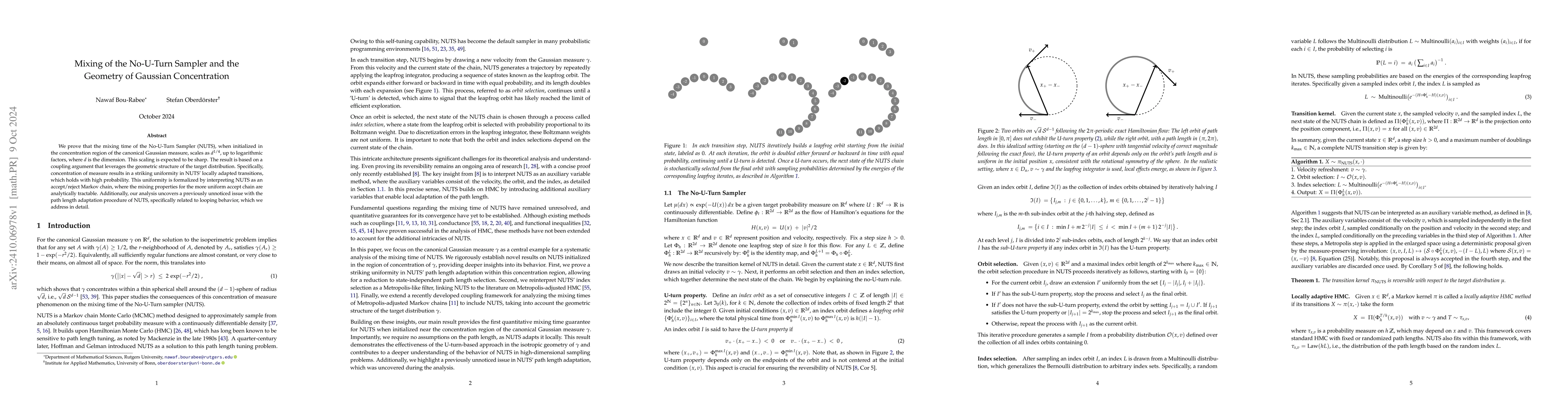 Thumbnail for Mixing of the No-U-Turn Sampler and the Geometry of Gaussian
  Concentration