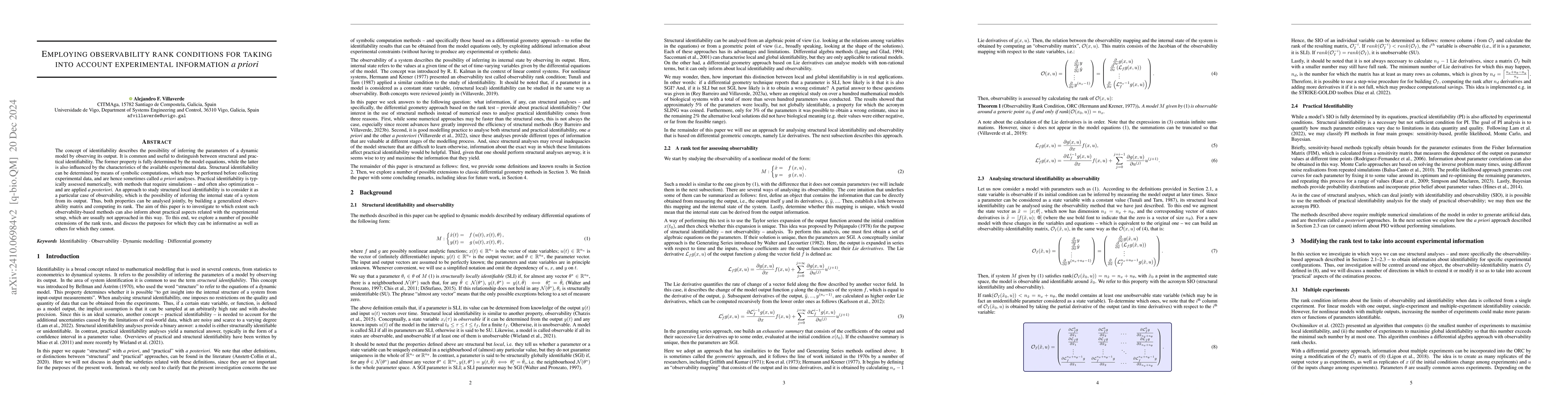 Thumbnail for Observability rank conditions for analysing practical identifiability a
  priori