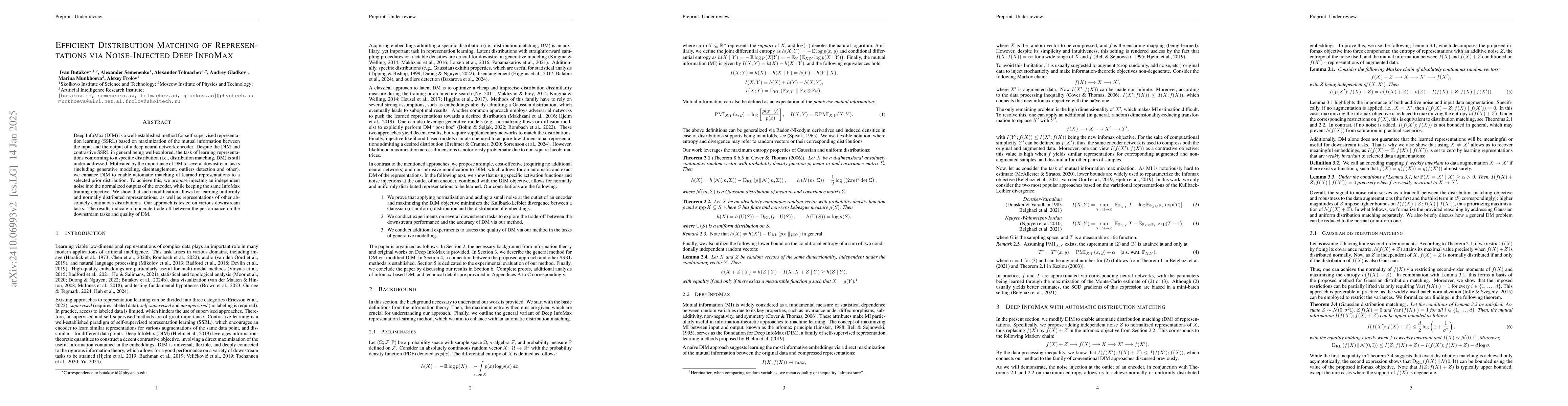 Thumbnail for Efficient Distribution Matching of Representations via Noise-Injected
  Deep InfoMax