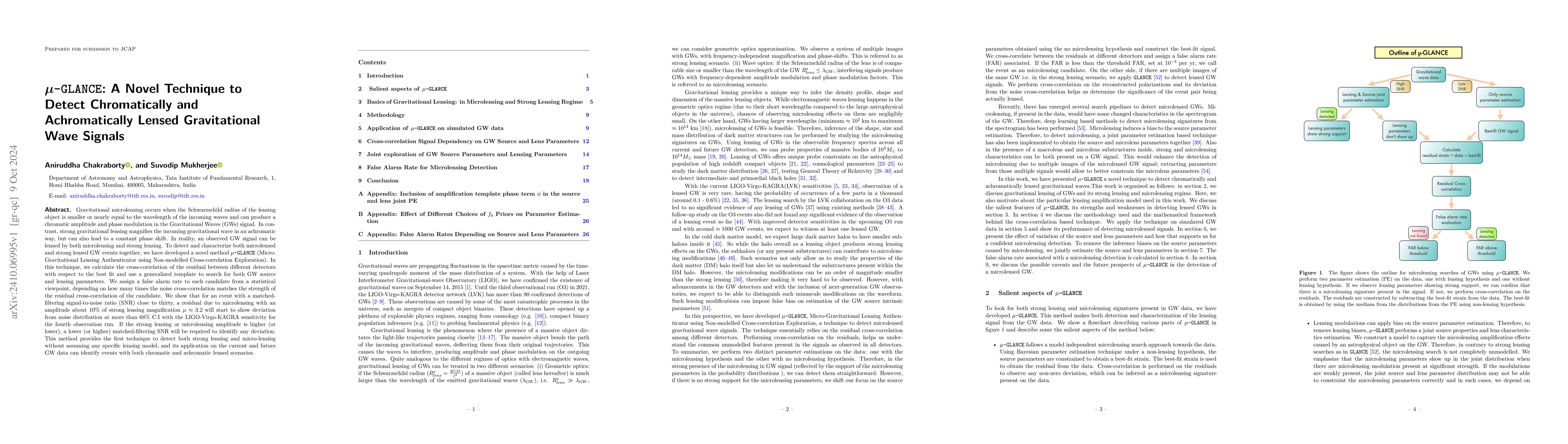 Thumbnail for $μ$-GLANCE: A Novel Technique to Detect Chromatically and
  Achromatically Lensed Gravitational Wave Signals