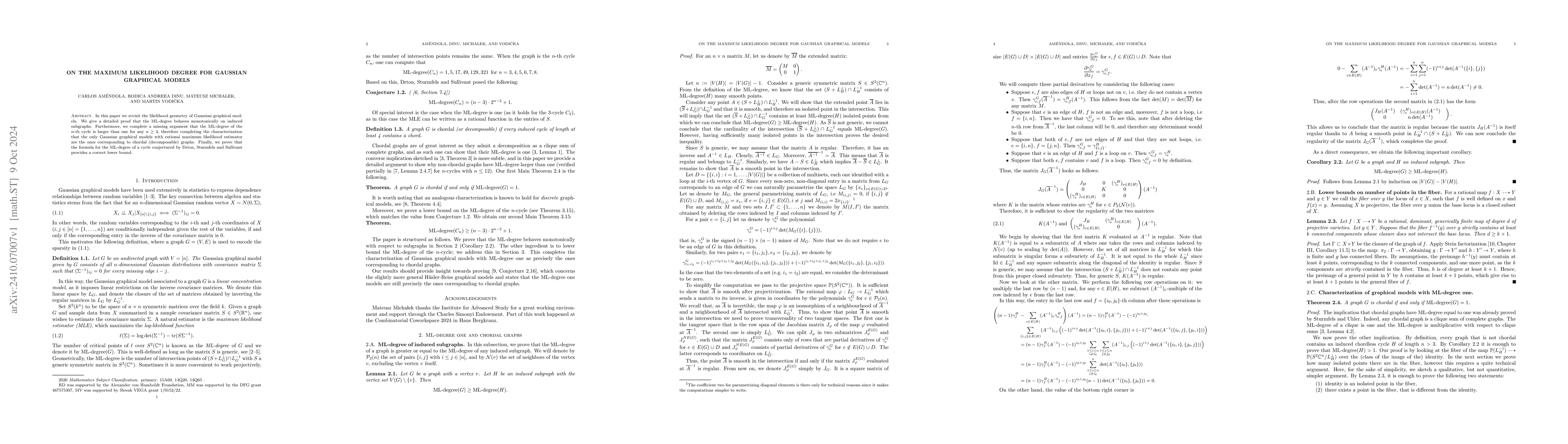 Thumbnail for On the maximum likelihood degree for Gaussian graphical models