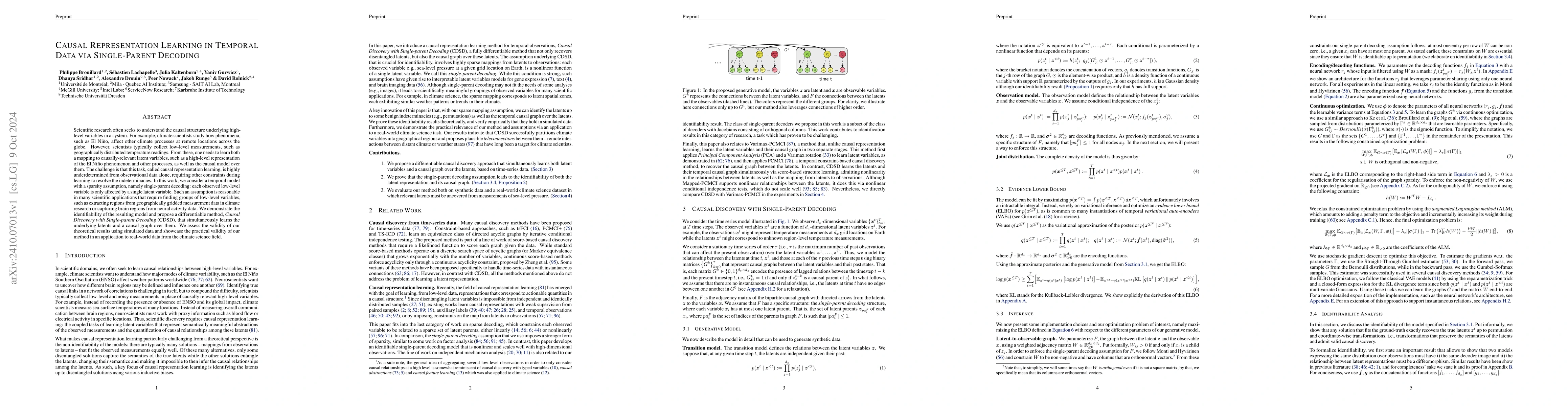 Thumbnail for Causal Representation Learning in Temporal Data via Single-Parent
  Decoding