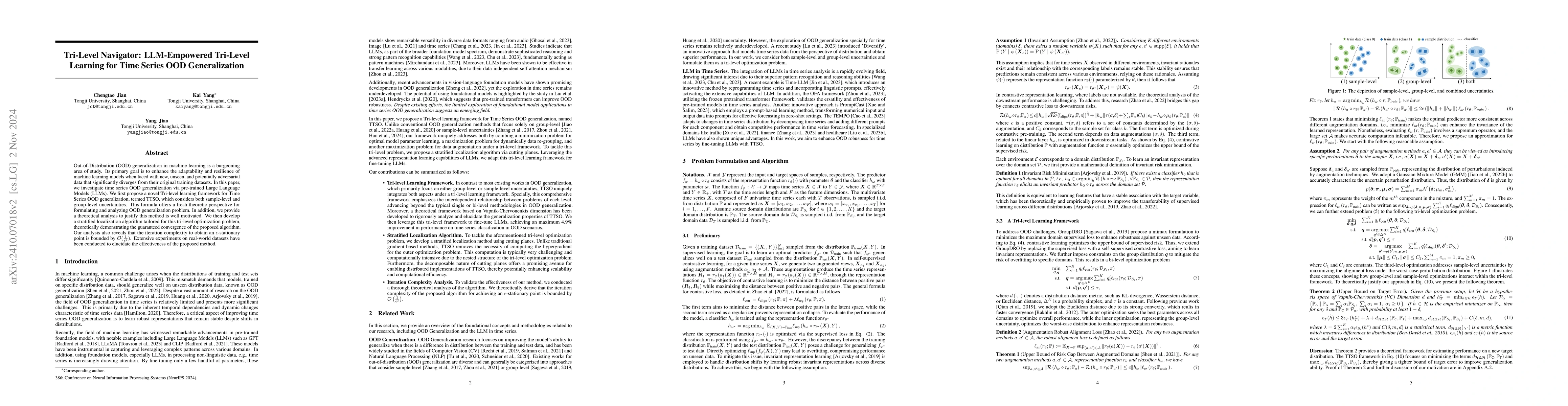 Thumbnail for Tri-Level Navigator: LLM-Empowered Tri-Level Learning for Time Series
  OOD Generalization