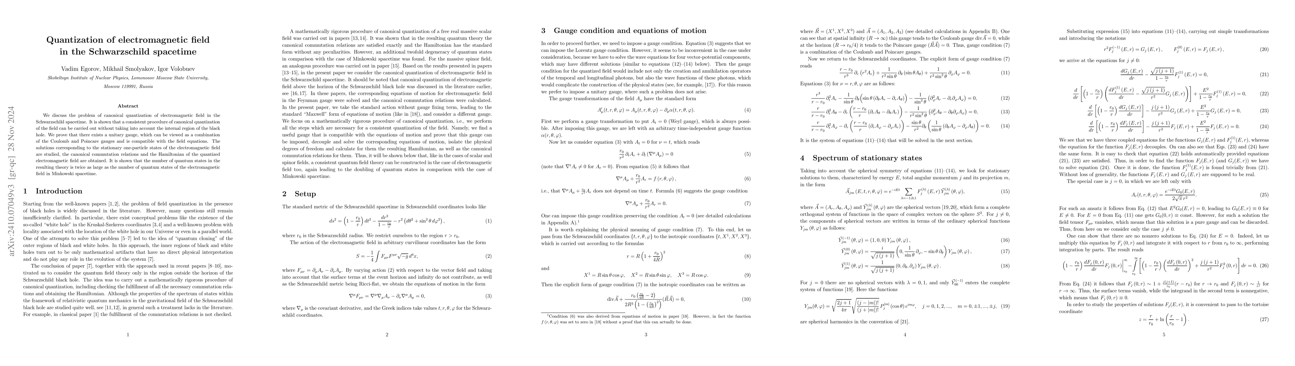 Thumbnail for Quantization of electromagnetic field in the Schwarzschild spacetime