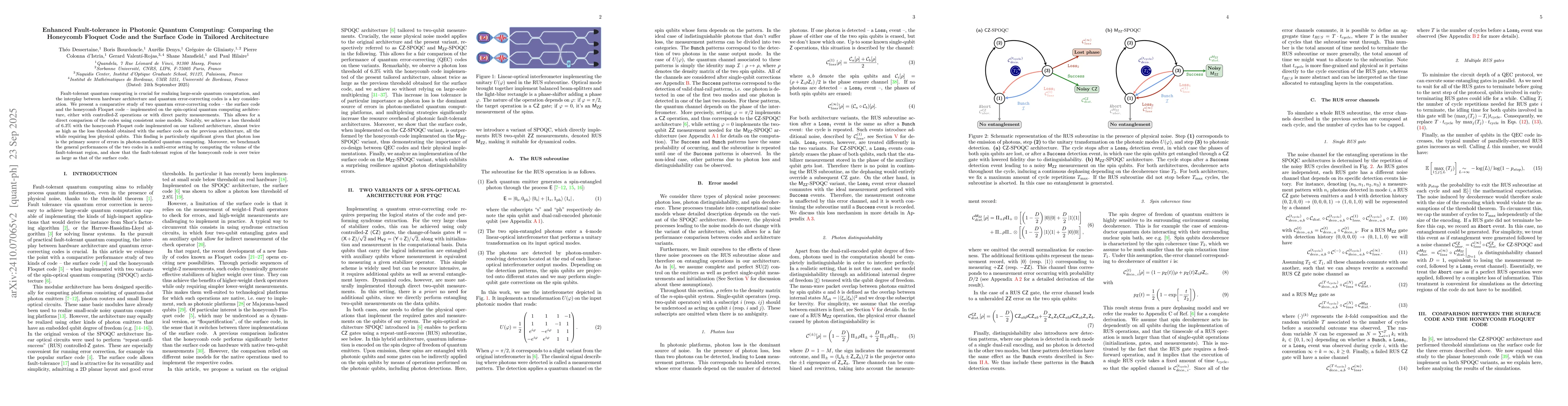 Thumbnail for Enhanced Fault-tolerance in Photonic Quantum Computing: Comparing the
  Honeycomb Floquet Code and the Surface Code in Tailored Architecture