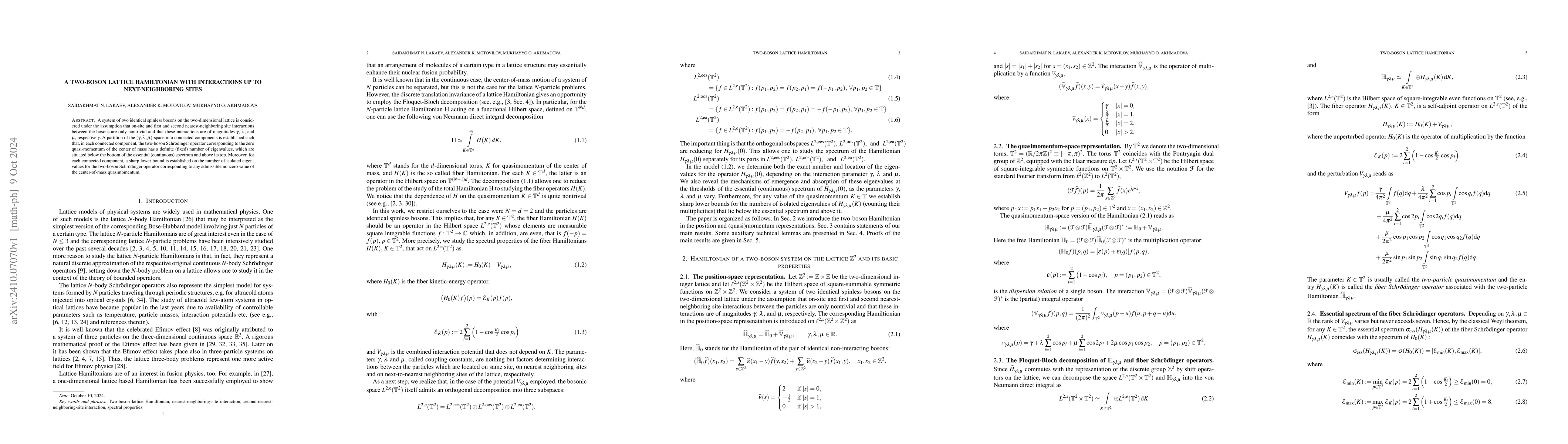 Thumbnail for A two-boson lattice Hamiltonian with interactions up to next-neighboring
  sites