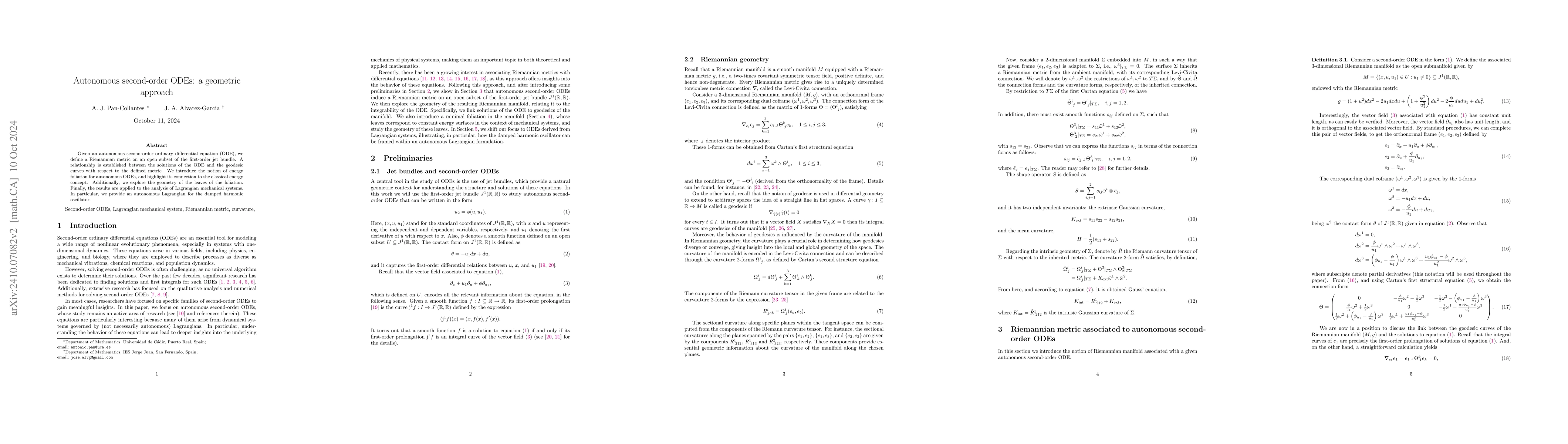 Thumbnail for Autonomous second-order ODEs: a geometric approach