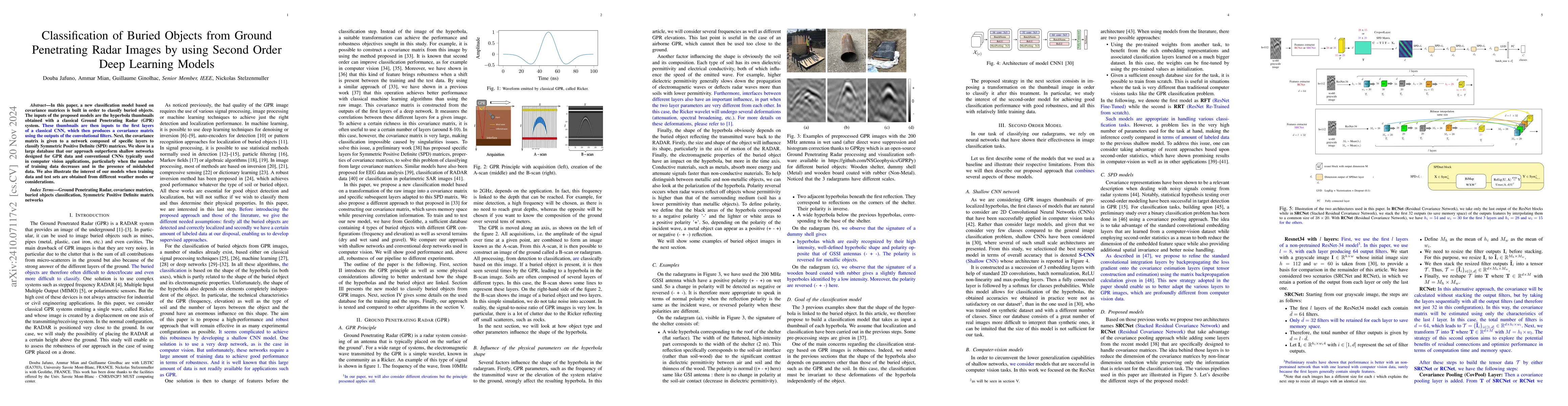 Thumbnail for Classification of Buried Objects from Ground Penetrating Radar Images by
  using Second Order Deep Learning Models