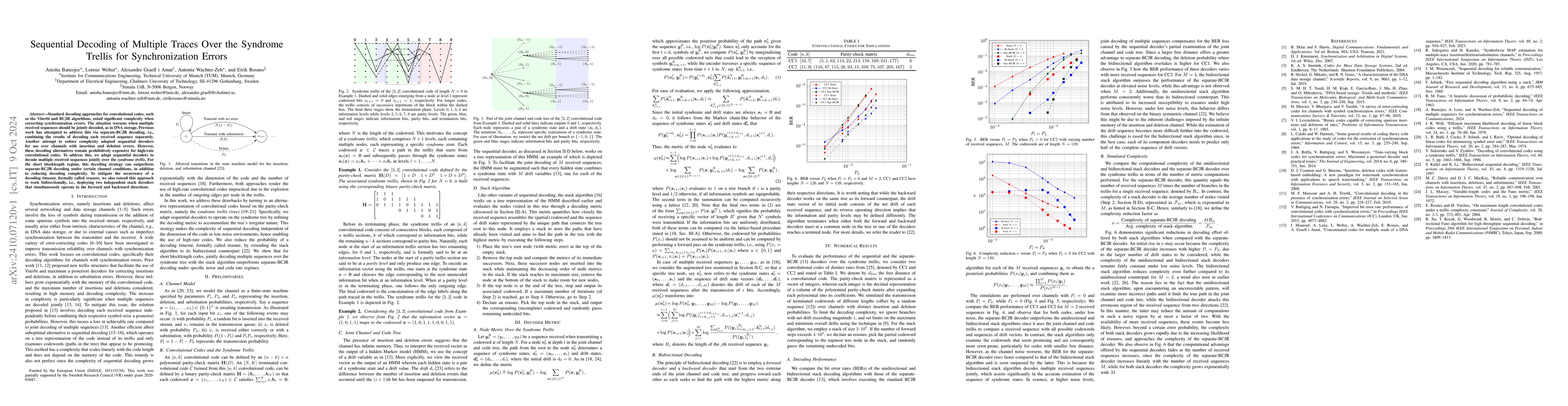 Thumbnail for Sequential Decoding of Multiple Traces Over the Syndrome Trellis for
  Synchronization Errors