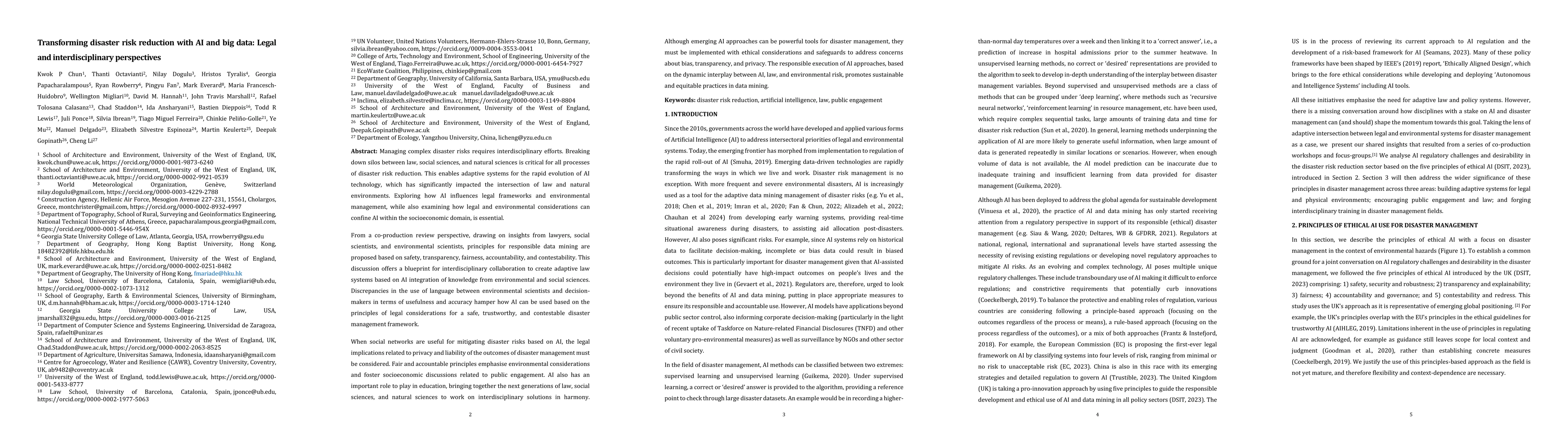 Thumbnail for Transforming disaster risk reduction with AI and big data: Legal and
  interdisciplinary perspectives