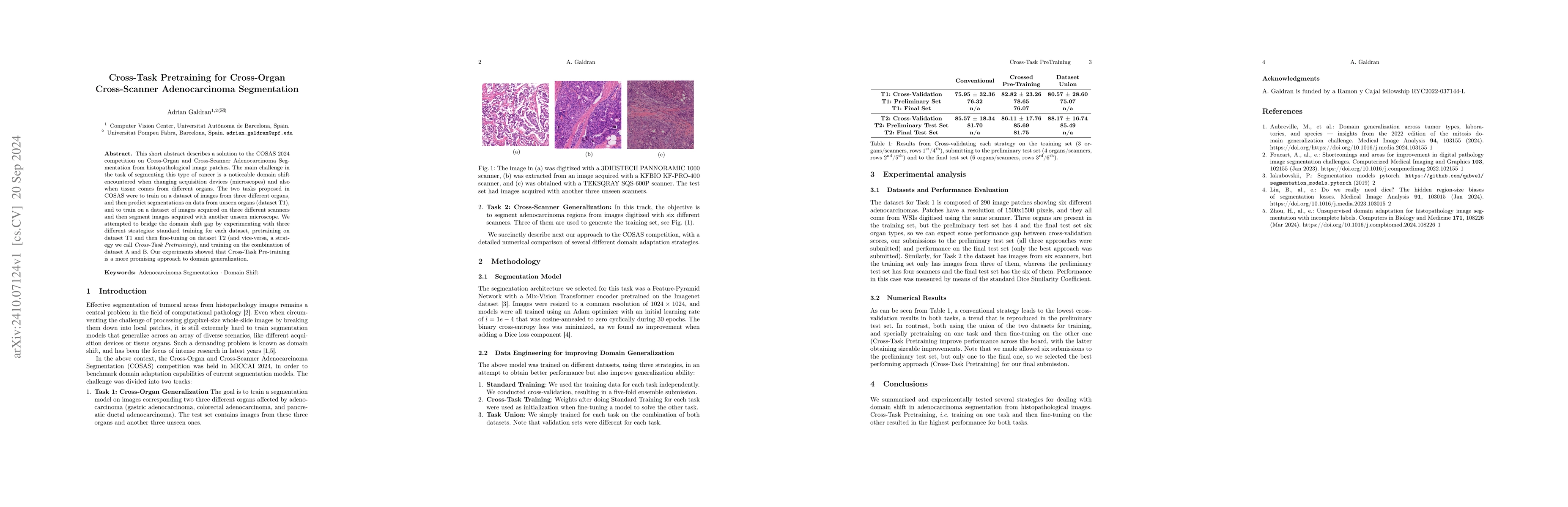 Thumbnail for Cross-Task Pretraining for Cross-Organ Cross-Scanner Adenocarcinoma
  Segmentation
