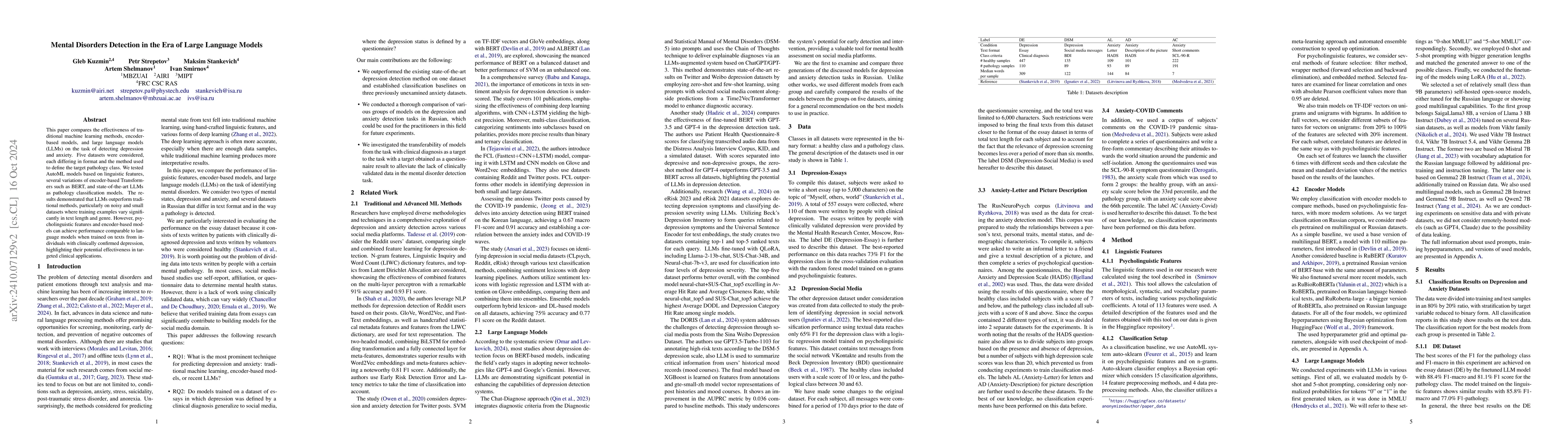 Thumbnail for Mental Disorders Detection in the Era of Large Language Models