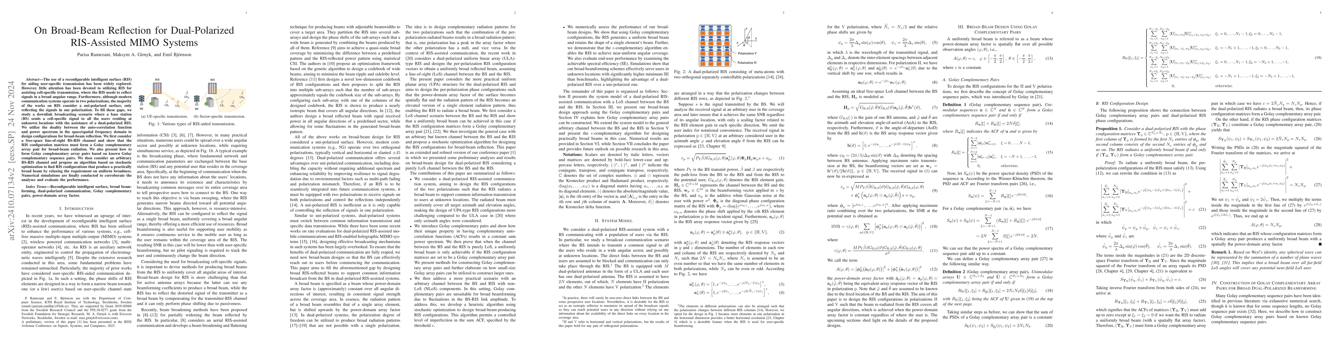 Thumbnail for On Broad-Beam Reflection for Dual-Polarized RIS-Assisted MIMO Systems