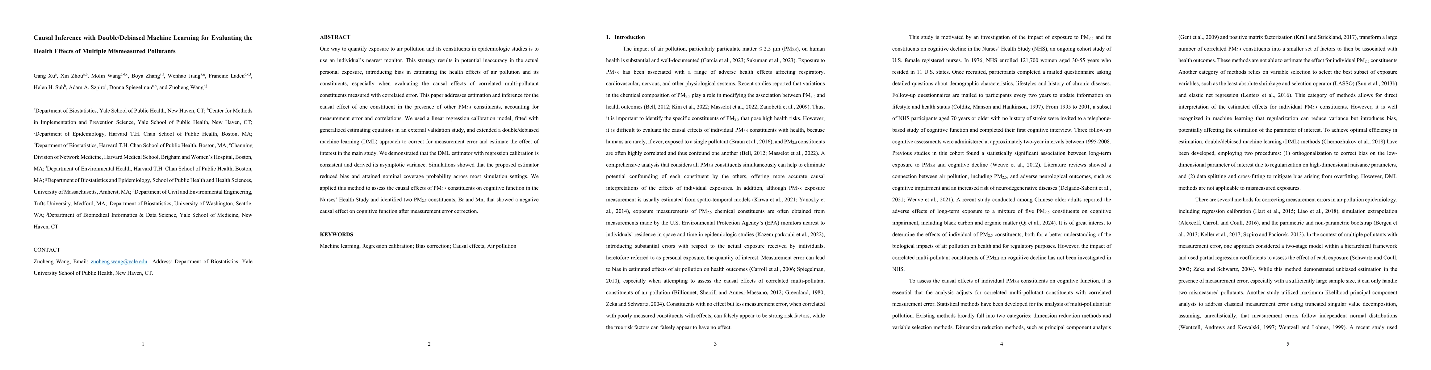 Thumbnail for Causal Inference with Double/Debiased Machine Learning for Evaluating
  the Health Effects of Multiple Mismeasured Pollutants
