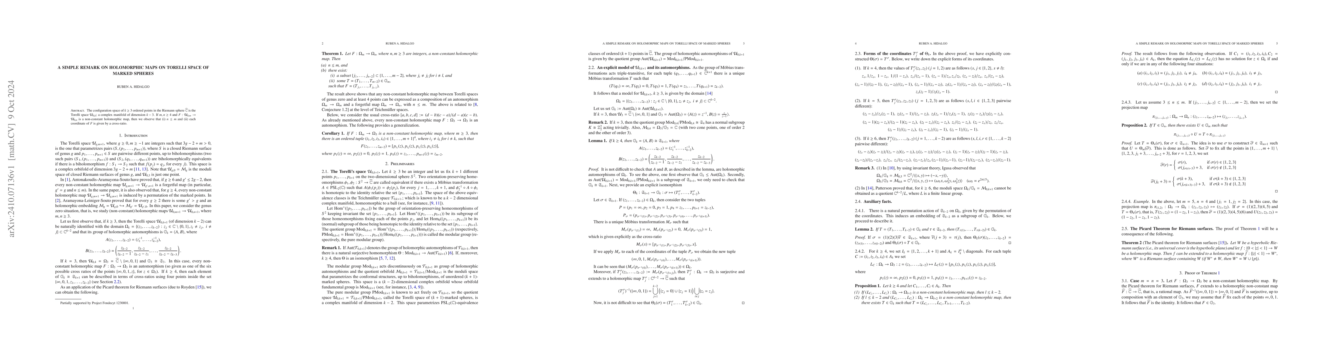 Thumbnail for A simple remark on holomorphic maps on Torelli space of marked spheres