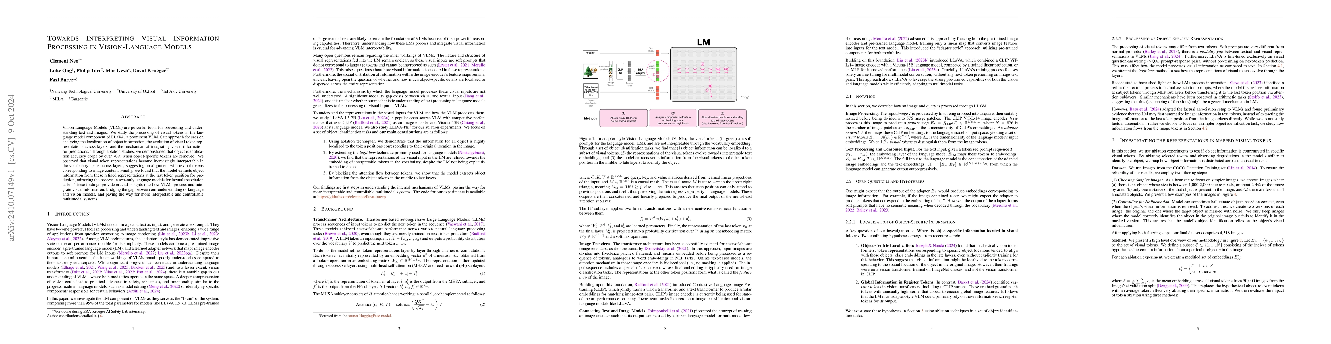 Thumbnail for Towards Interpreting Visual Information Processing in Vision-Language
  Models