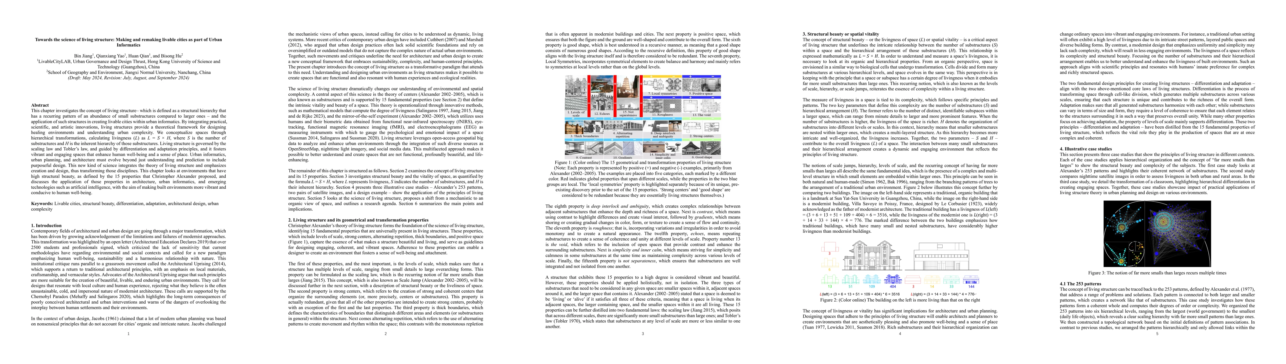Thumbnail for Towards the science of living structure: Making and remaking livable
  cities as part of Urban Informatics