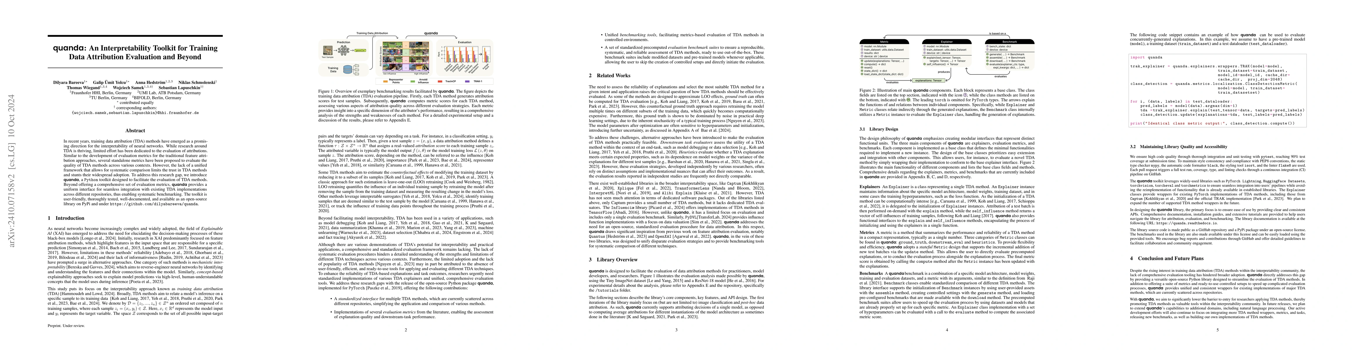 Thumbnail for Quanda: An Interpretability Toolkit for Training Data Attribution
  Evaluation and Beyond