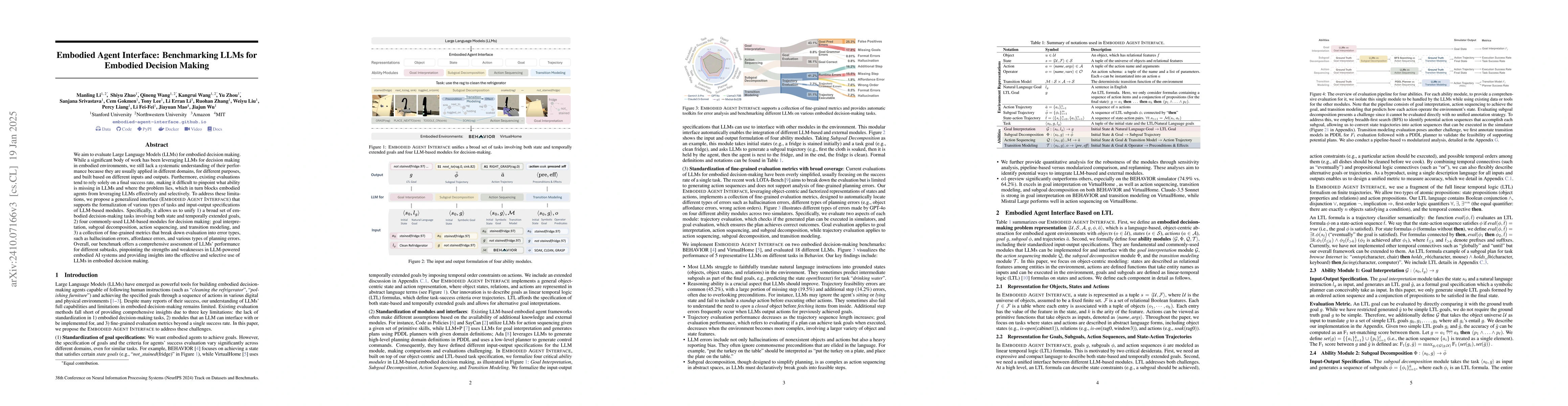 Thumbnail for Embodied Agent Interface: Benchmarking LLMs for Embodied Decision Making