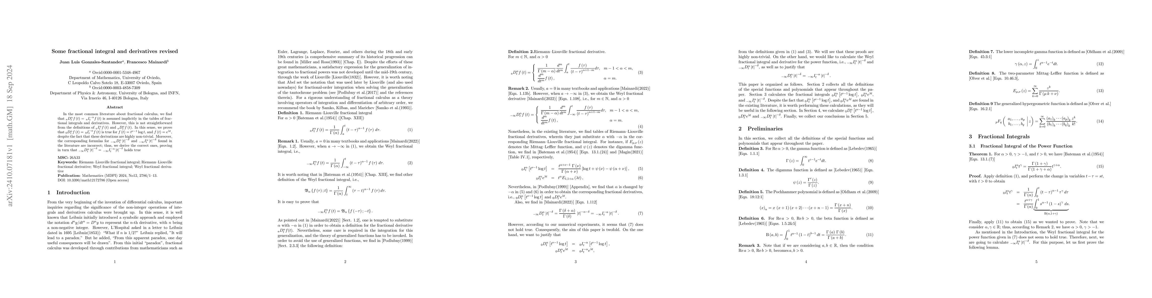 Thumbnail for Some fractional integral and derivative formulas revisited