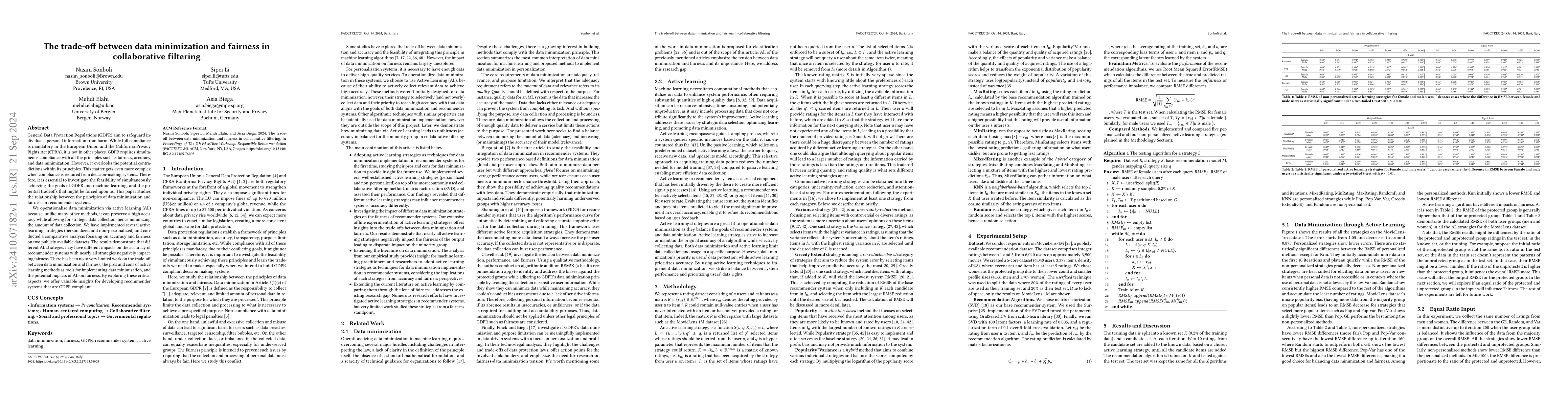 Thumbnail for The trade-off between data minimization and fairness in collaborative
  filtering