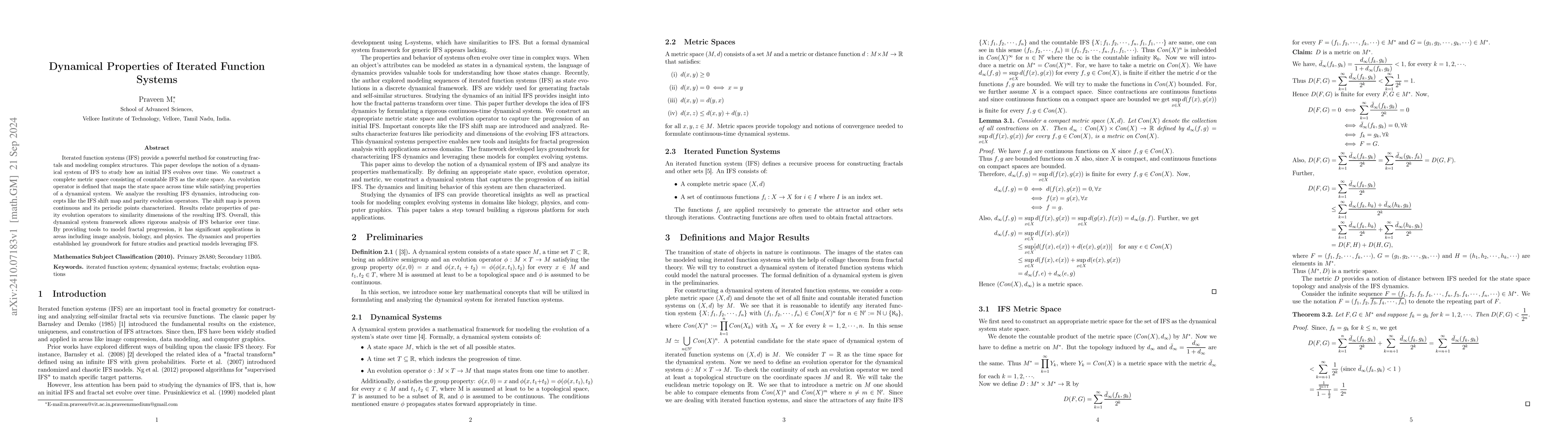 Thumbnail for Dynamical Properties of Iterated Function Systems