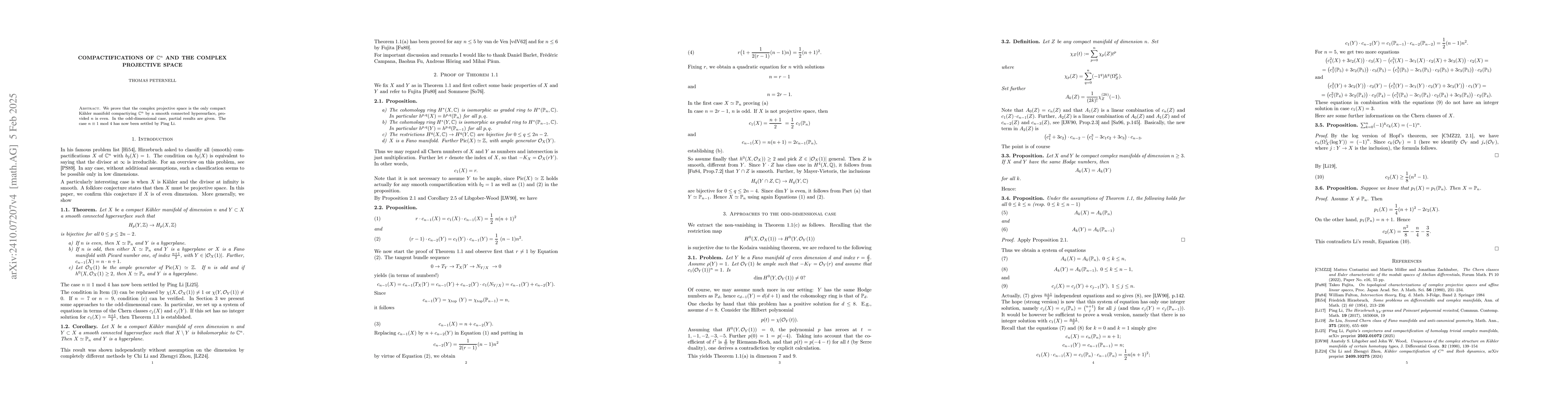 Thumbnail for Compactifications of C^n and the complex projective space