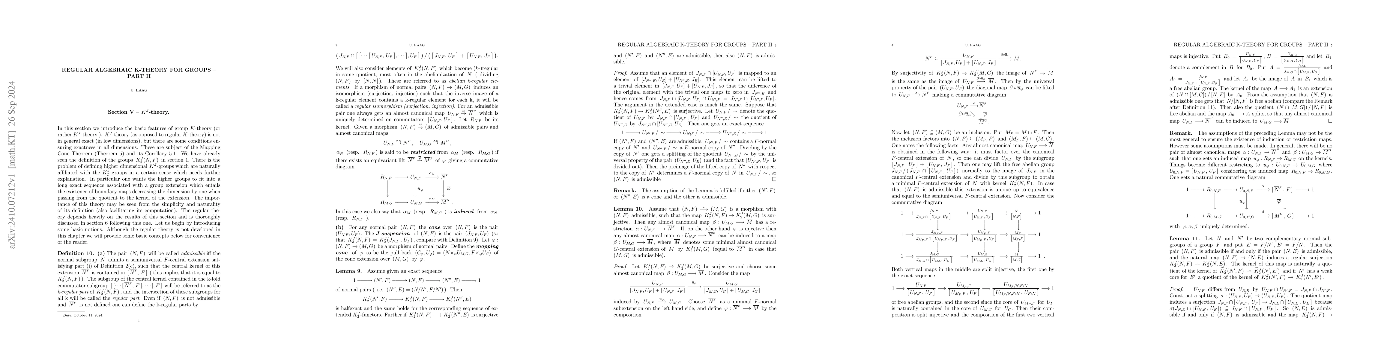Thumbnail for Regular Algebraic $K$-Theory for groups -- Part II