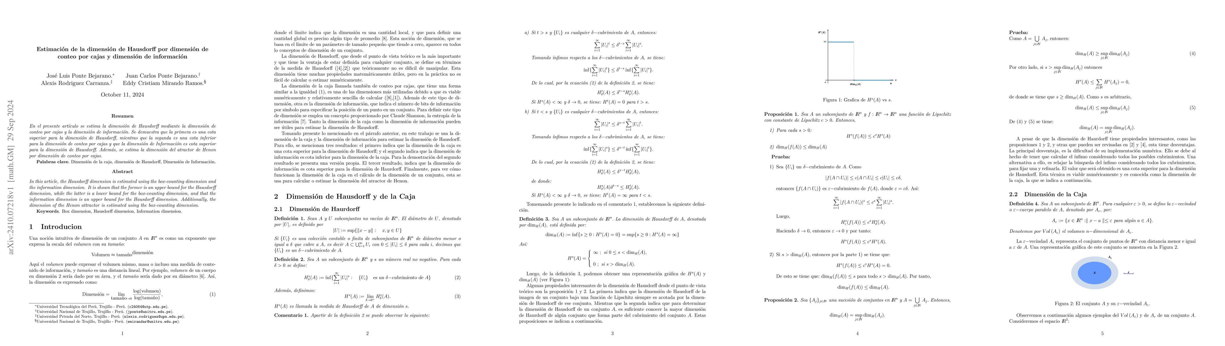 Thumbnail for Estimación de la dimensión de Hausdorff por dimensión de conteo
  por cajas y dimensión de información