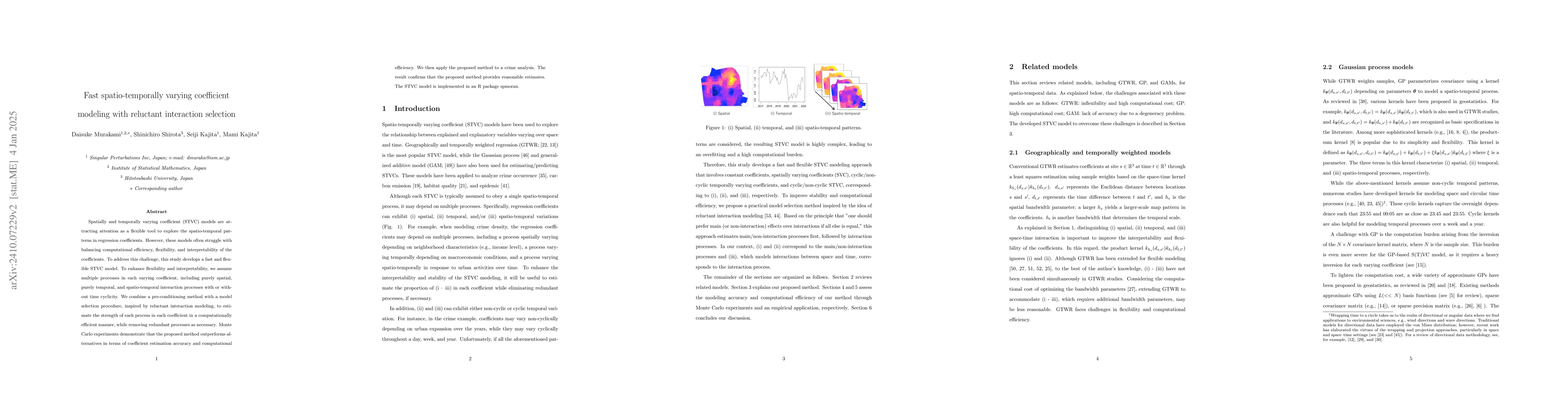 Thumbnail for Fast spatio-temporally varying coefficient modeling with reluctant
  interaction selection