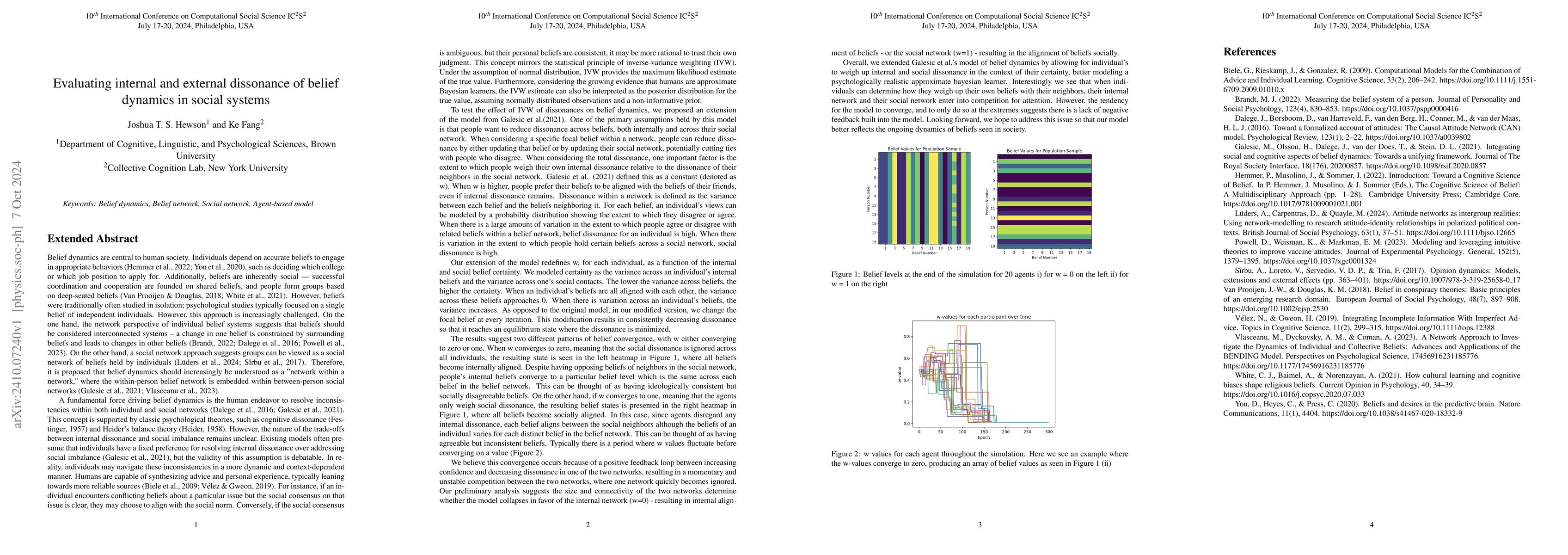 Thumbnail for Evaluating internal and external dissonance of belief dynamics in social
  systems
