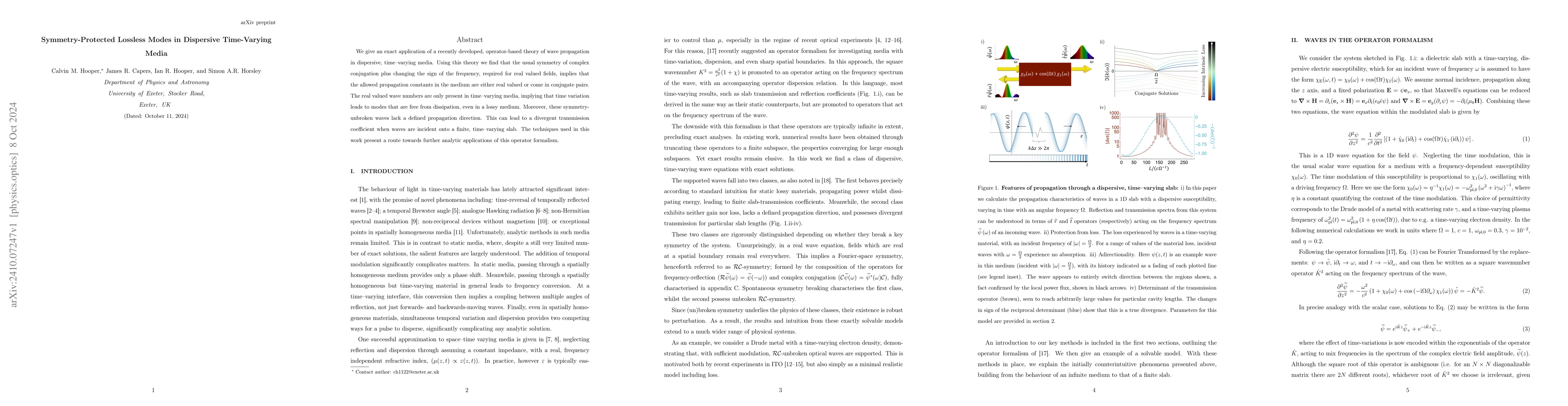 Thumbnail for Symmetry-Protected Lossless Modes in Dispersive Time-Varying Media