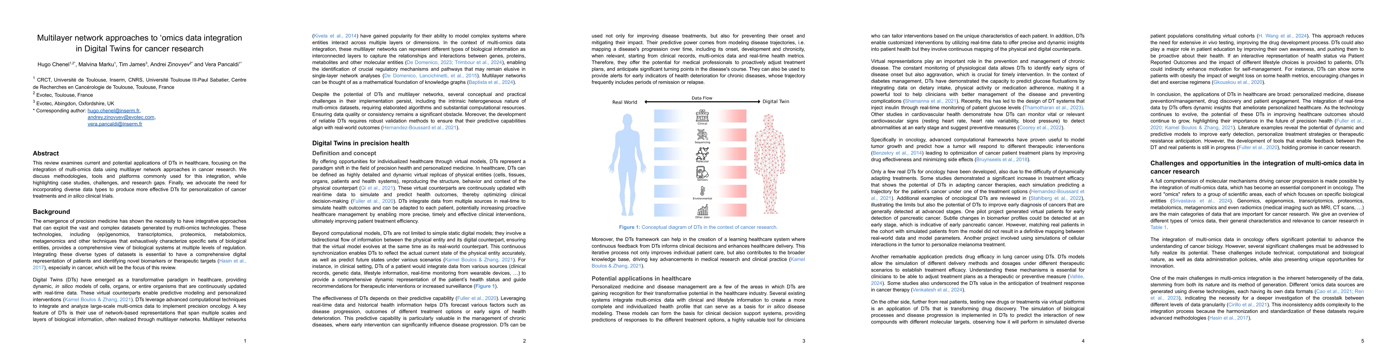 Thumbnail for Multilayer network approaches to omics data integration in Digital Twins
  for cancer research
