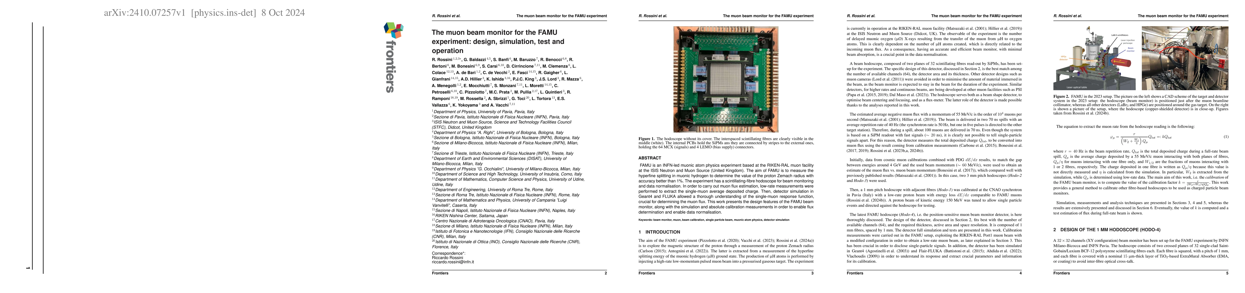 Thumbnail for The muon beam monitor for the FAMU experiment: design, simulation, test
  and operation