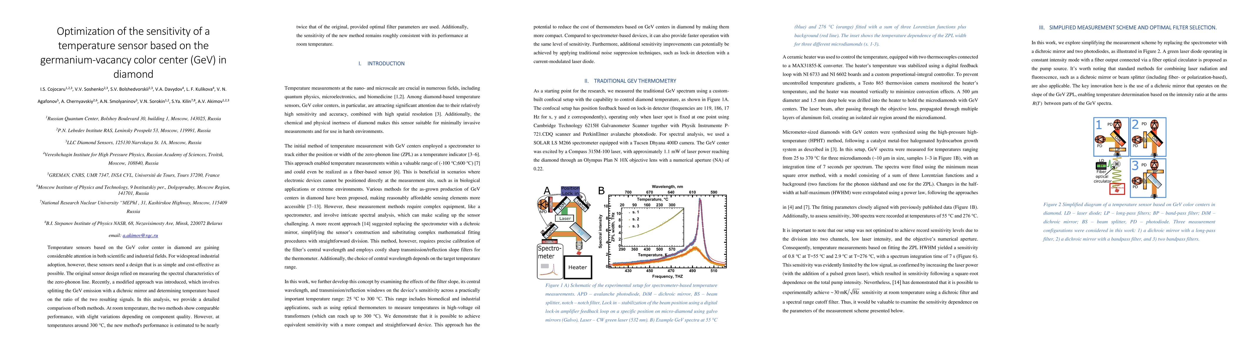 Thumbnail for Optimization of the sensitivity of a temperature sensor based on
  germanium-vacancy color center (GeV) in diamond