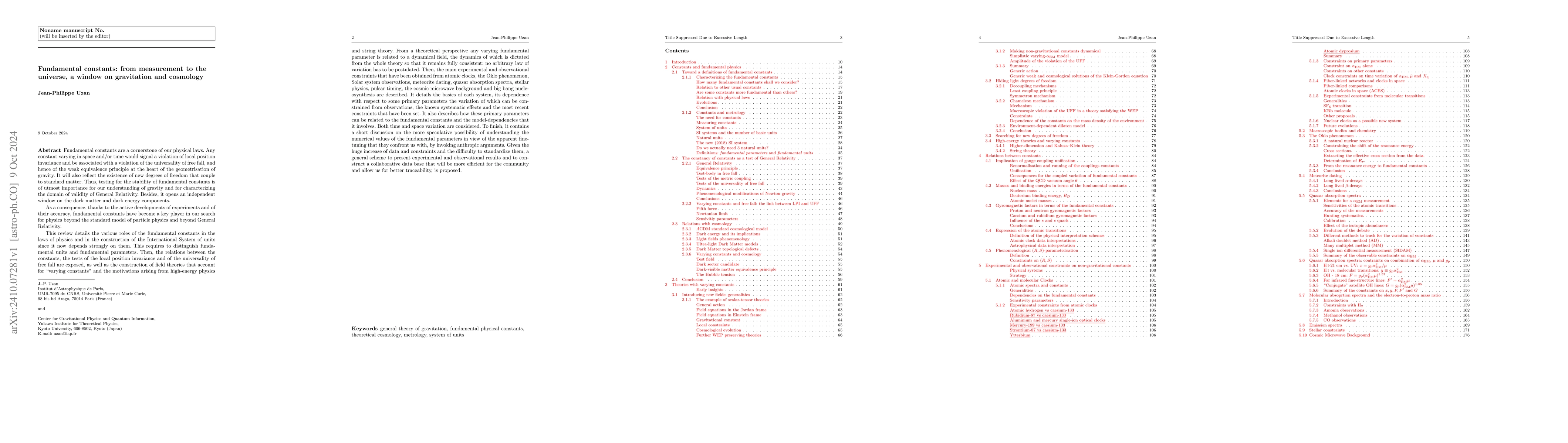 Thumbnail for Fundamental constants: from measurement to the universe, a window on
  gravitation and cosmology