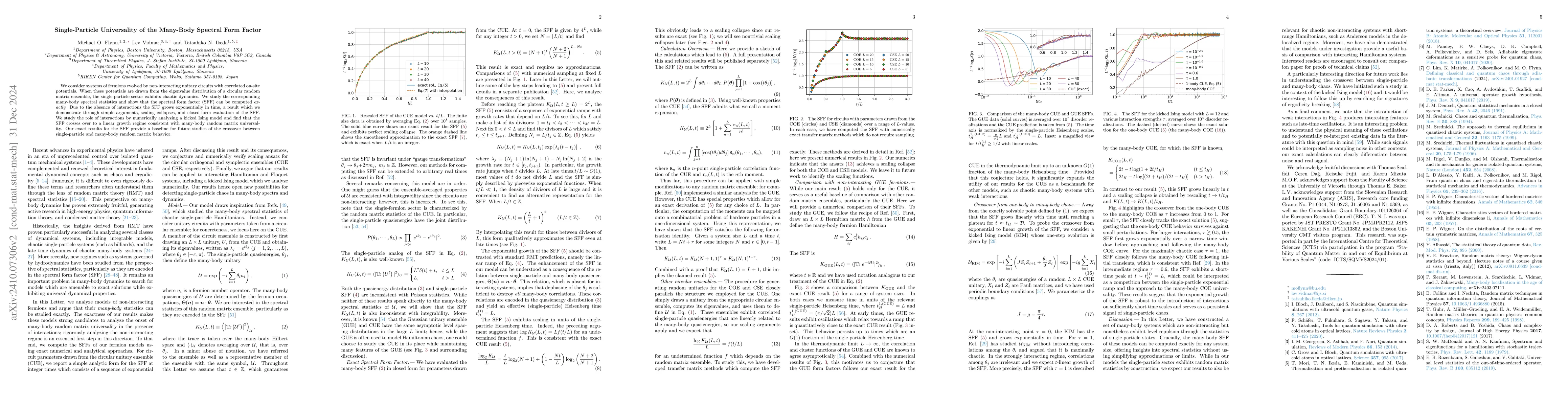 Thumbnail for Single-Particle Universality of the Many-Body Spectral Form Factor