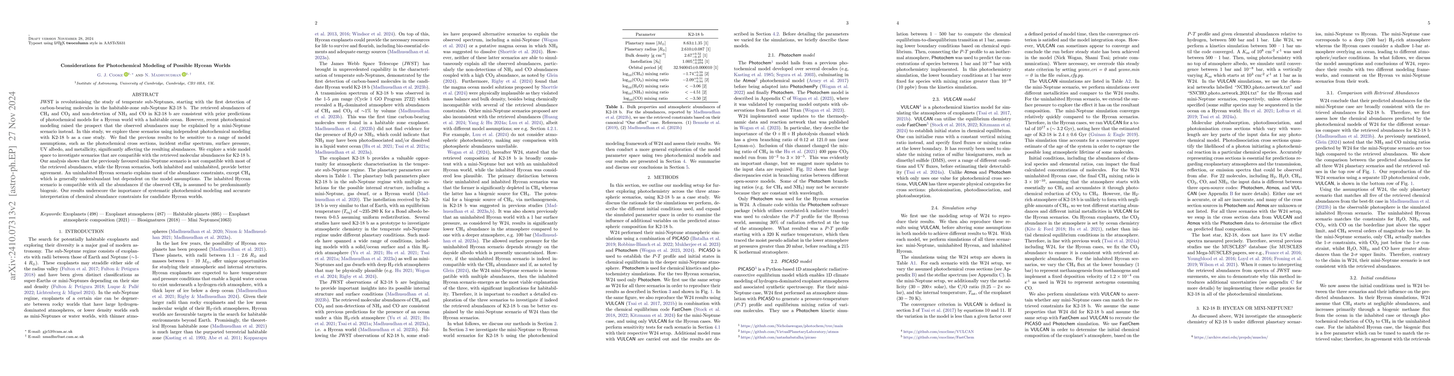 Thumbnail for Considerations for Photochemical Modeling of Possible Hycean Worlds