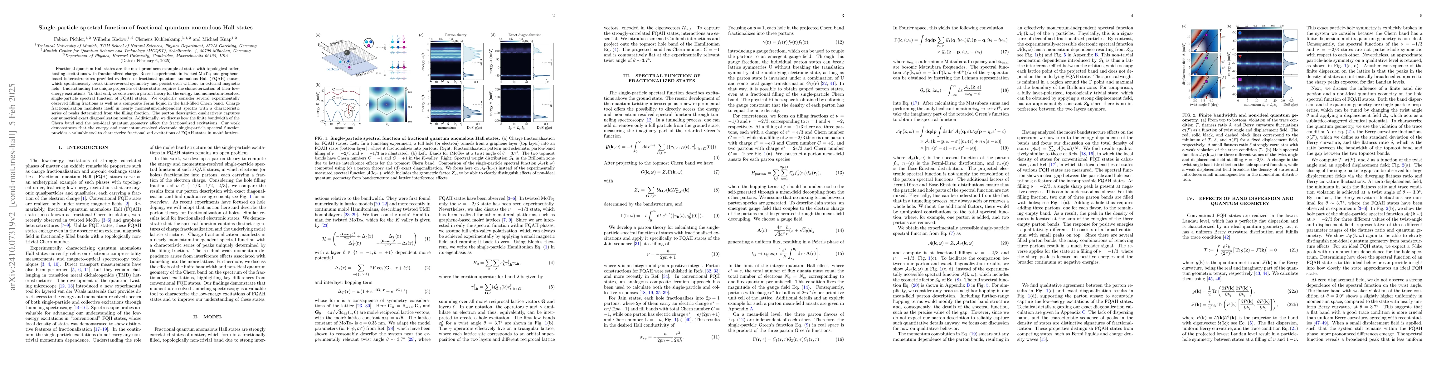 Thumbnail for Single-particle spectral function of fractional quantum anomalous Hall
  states