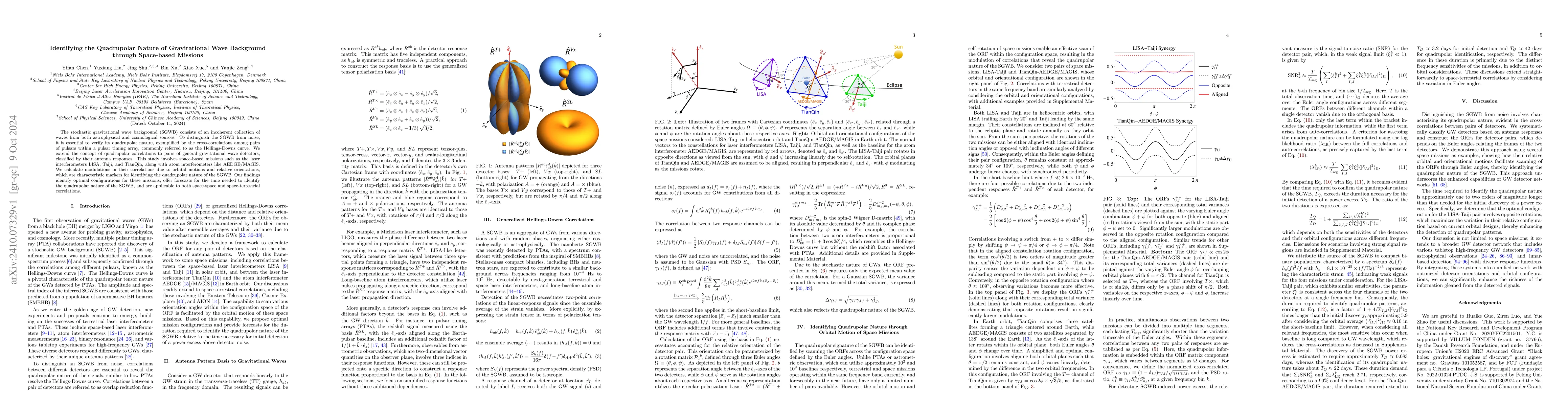 Thumbnail for Identifying the Quadrupolar Nature of Gravitational Wave Background
  through Space-based Missions