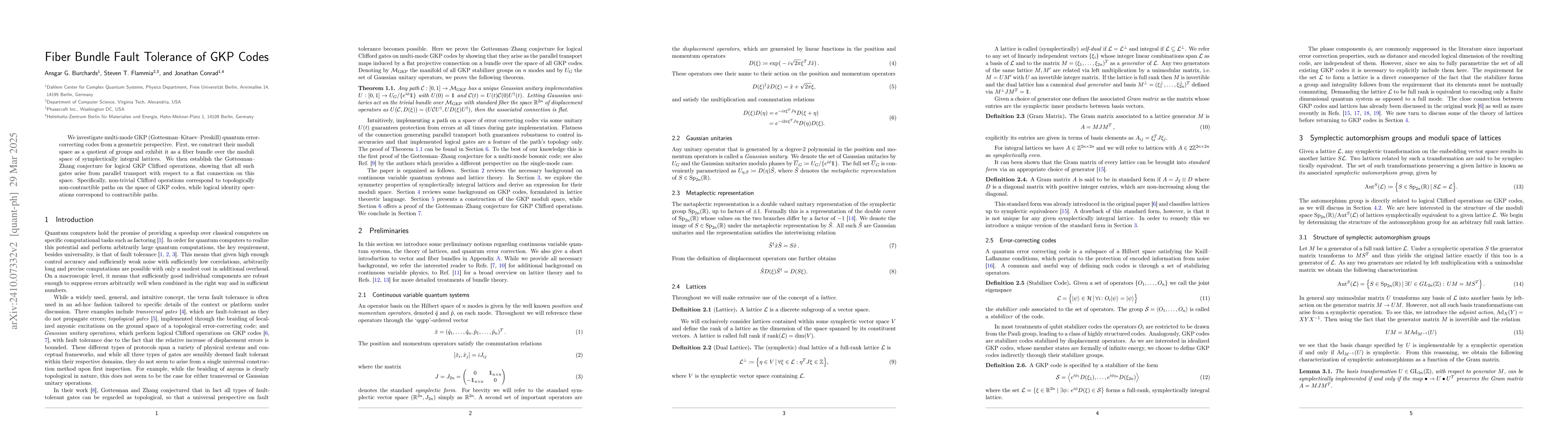 Thumbnail for Fiber Bundle Fault Tolerance of GKP Codes