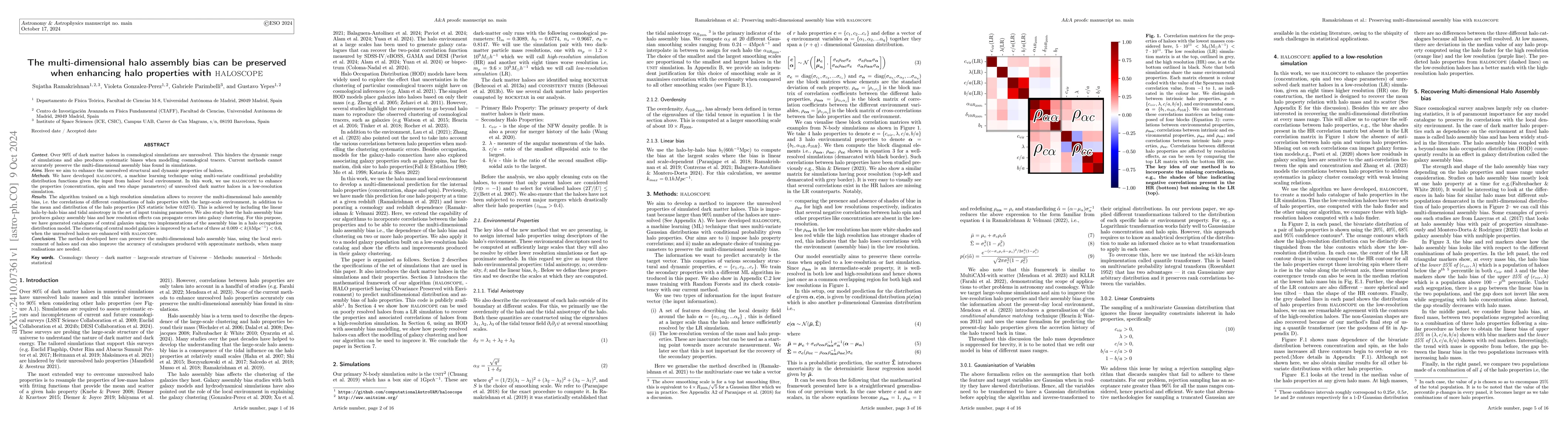 Thumbnail for The multi-dimensional halo assembly bias can be preserved when enhancing
  halo properties with HALOSCOPE