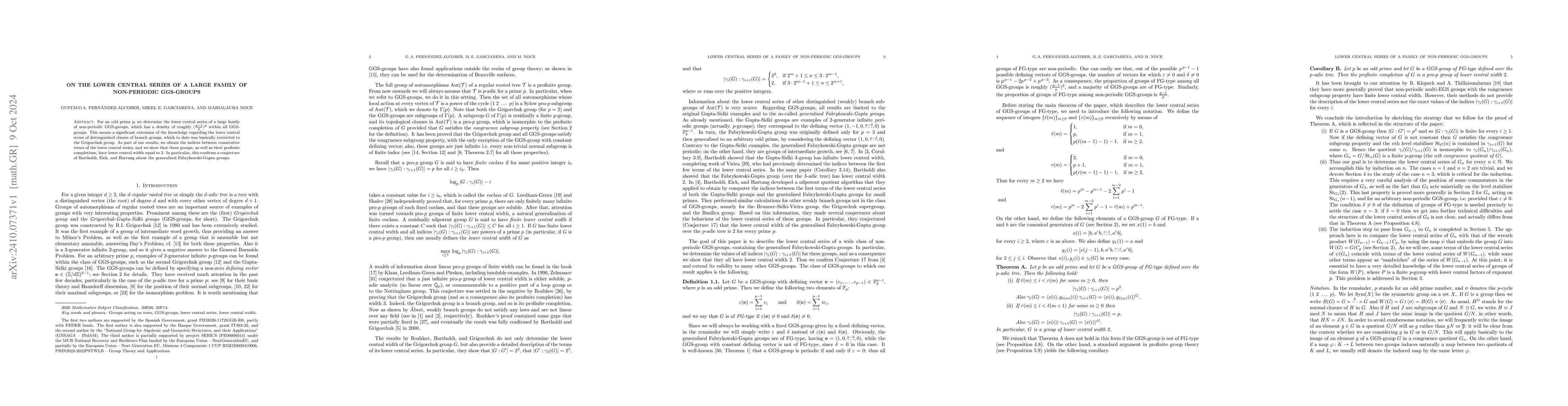 Thumbnail for On the lower central series of a large family of non-periodic GGS-groups