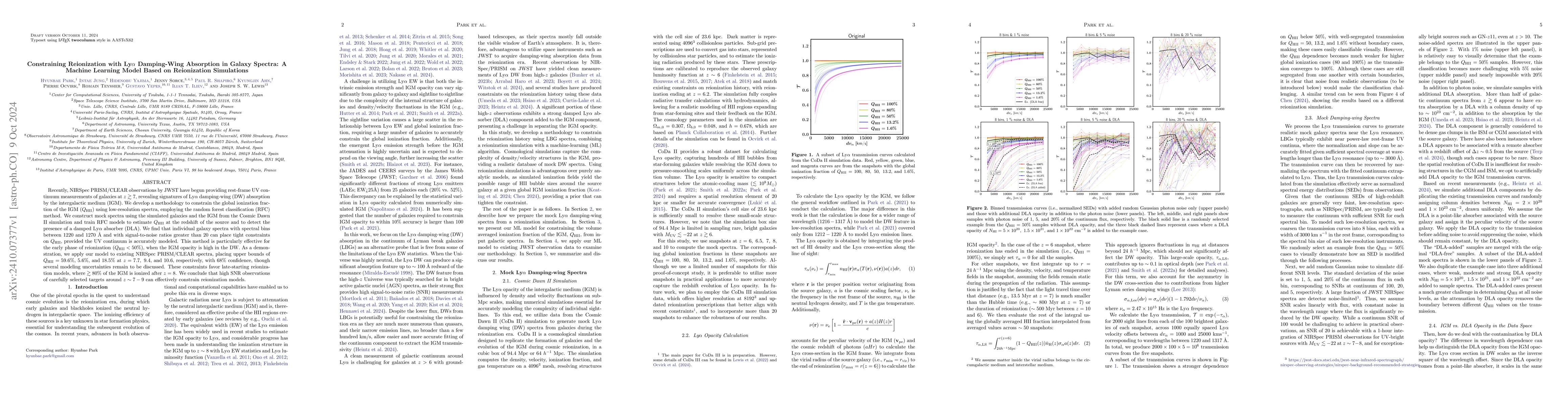 Thumbnail for Constraining Reionization with Lyα Damping-Wing Absorption in
  Galaxy Spectra: A Machine Learning Model Based on Reionization Simulations