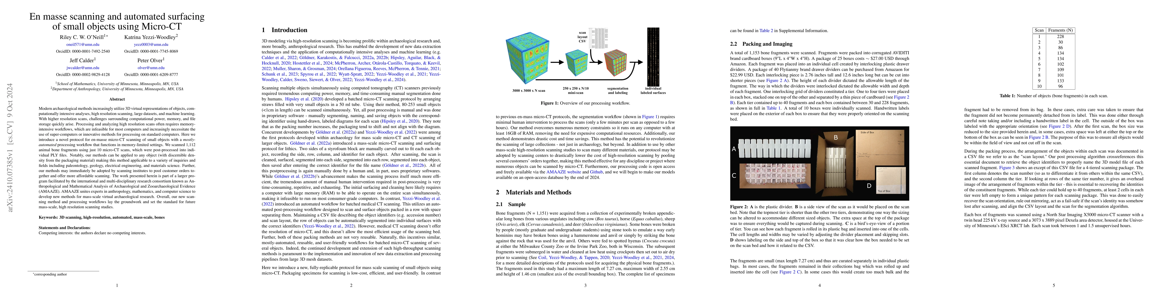 Thumbnail for En masse scanning and automated surfacing of small objects using
  Micro-CT
