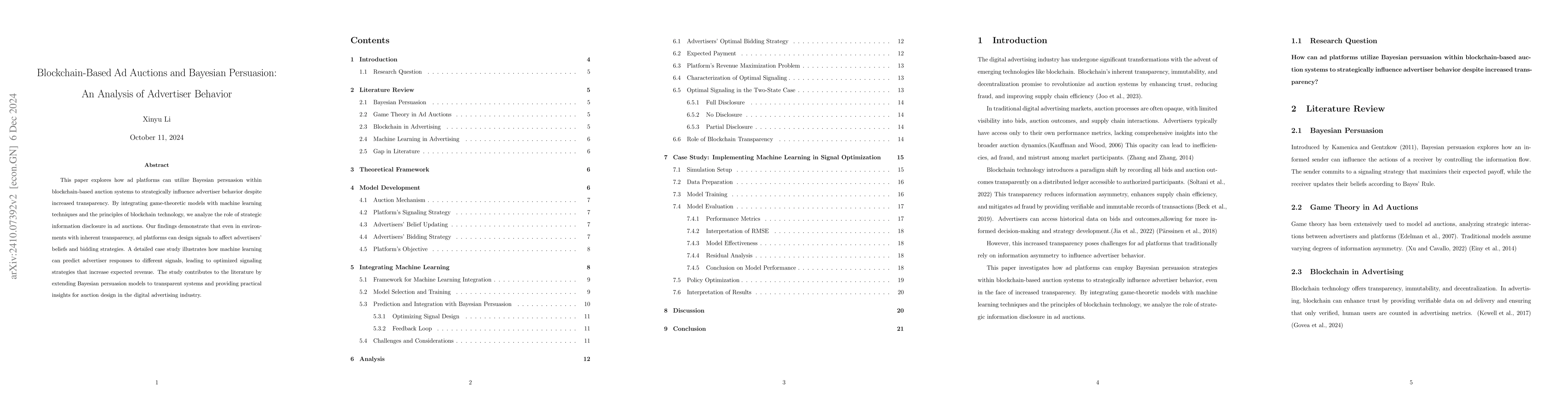 Thumbnail for Blockchain-Based Ad Auctions and Bayesian Persuasion: An Analysis of
  Advertiser Behavior