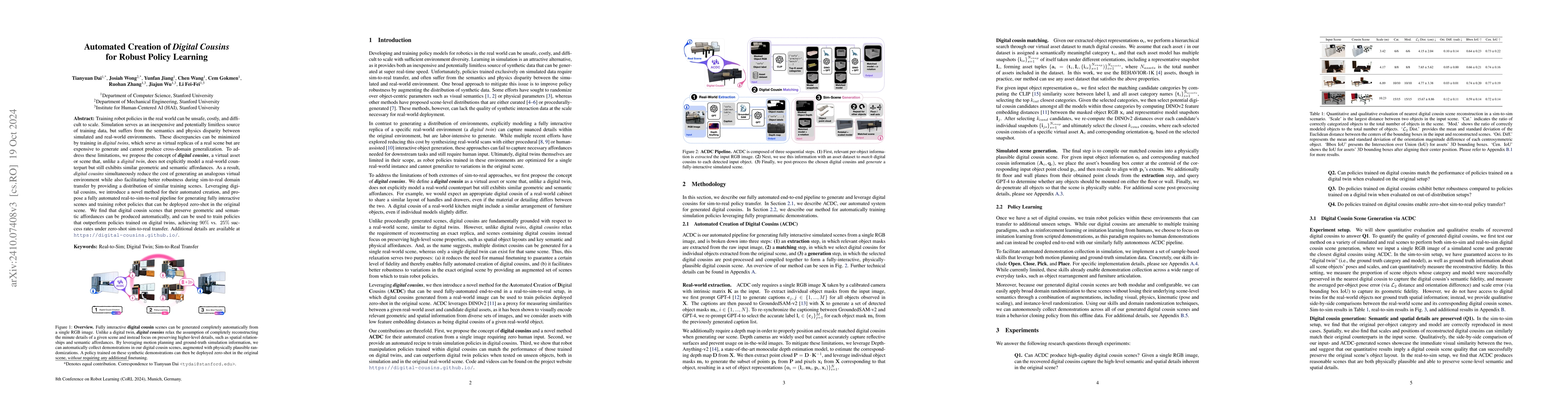 Thumbnail for Automated Creation of Digital Cousins for Robust Policy Learning