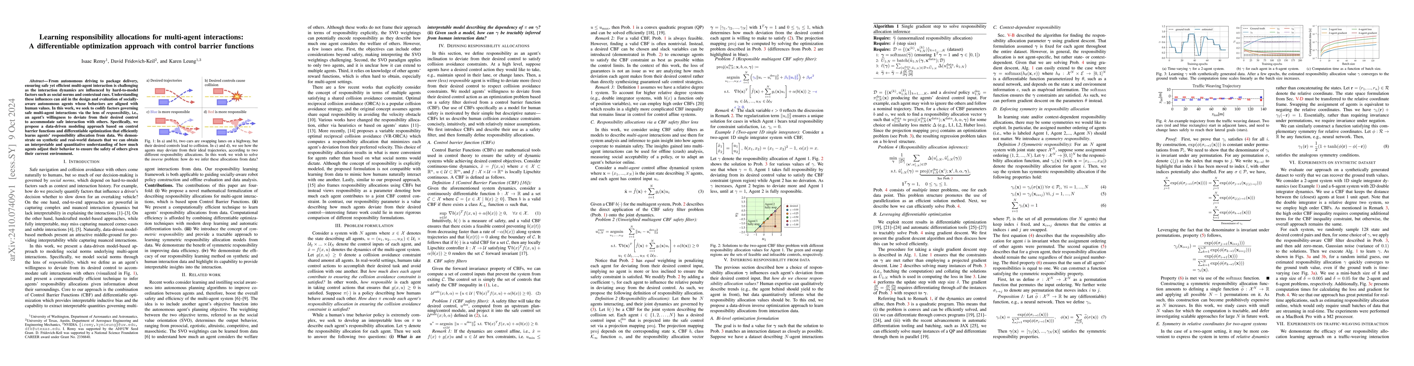 Thumbnail for Learning responsibility allocations for multi-agent interactions: A
  differentiable optimization approach with control barrier functions